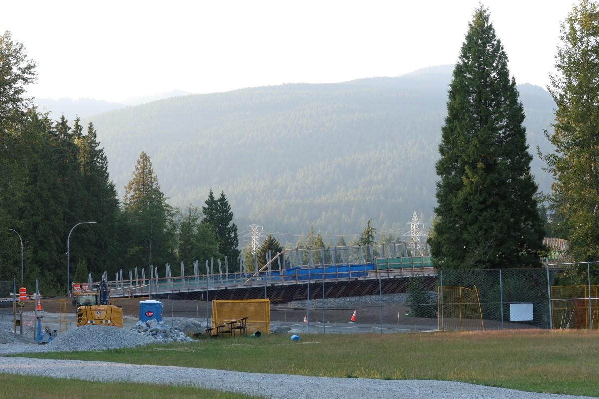 Overpass on the south side. Grouse Mountain (Fromme) in the background.